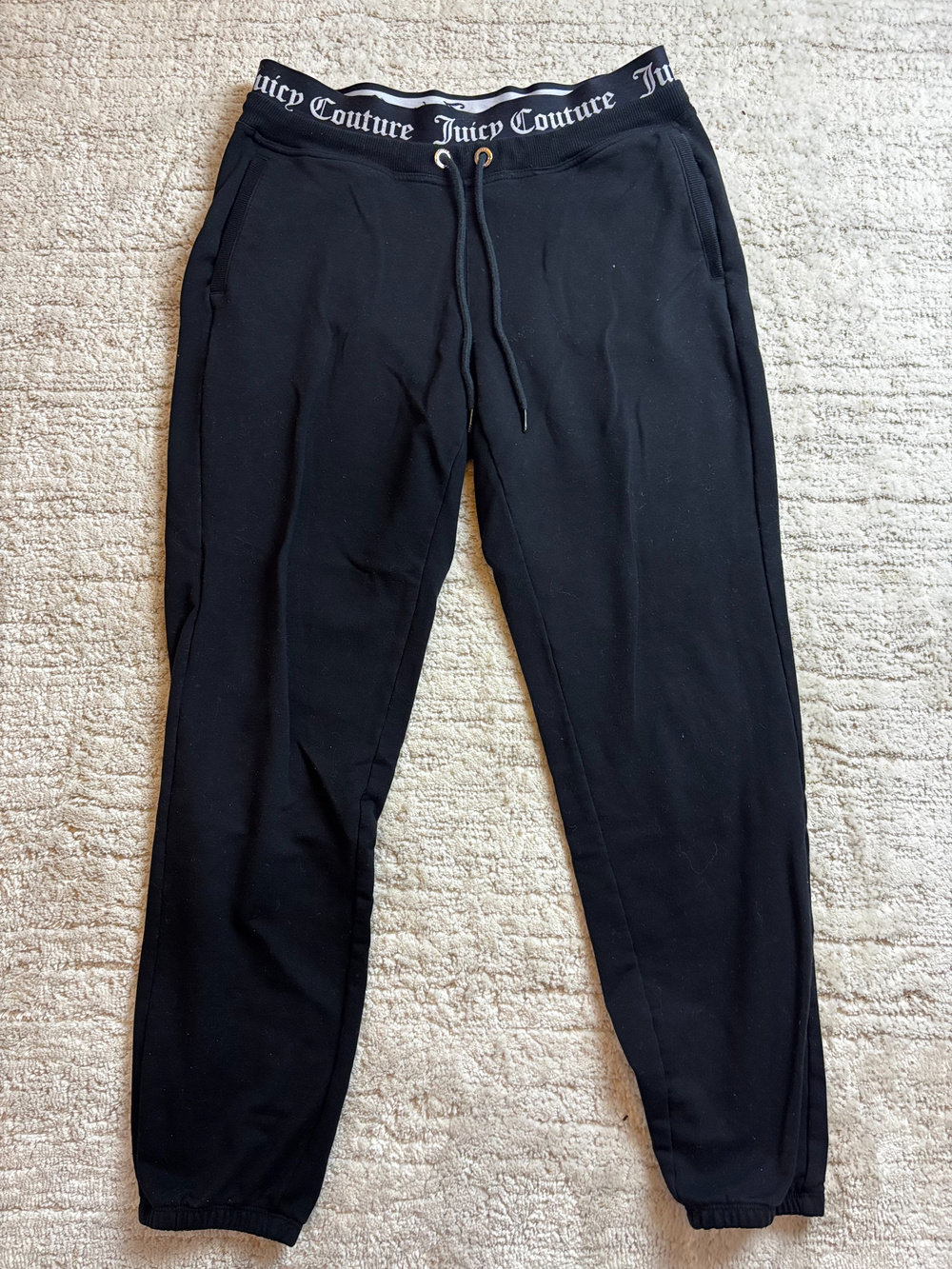 Juicy Couture Sport Black Jogger Pants Logo Waistband Size M